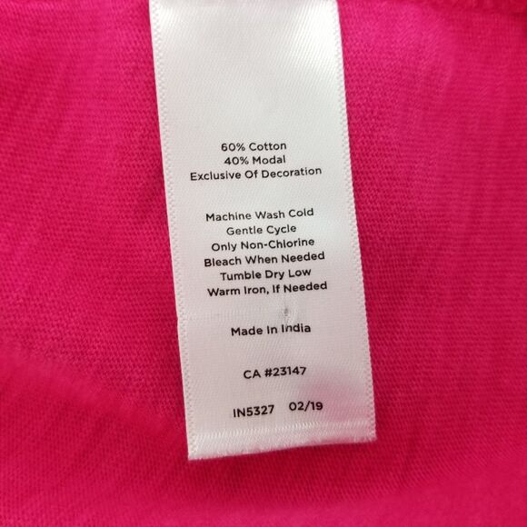 Talbots Lace Scoop Neck Short Slv Top Pink Womens Plus 3Xp Cotton Modal T shirt - Picture 7 of 9